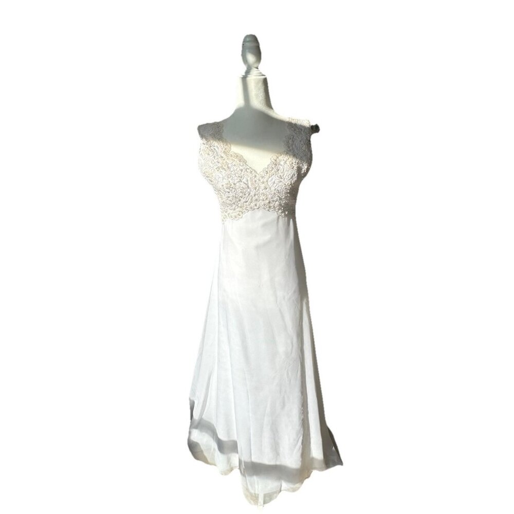 Eden’s Bridal Wedding Dress Beaded Empire Waist Ivory Size 6